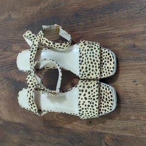 Wild Diva Lounge leopard print open toe wedge size 7